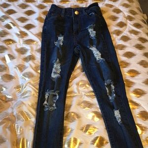 Dark Blue Distress Jeans